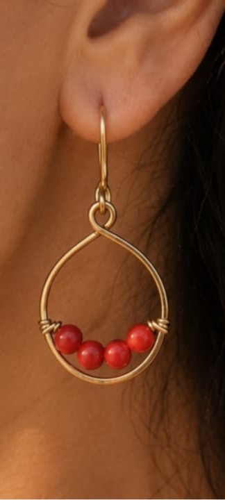 Cowrie & Turquoise Drops worn on model