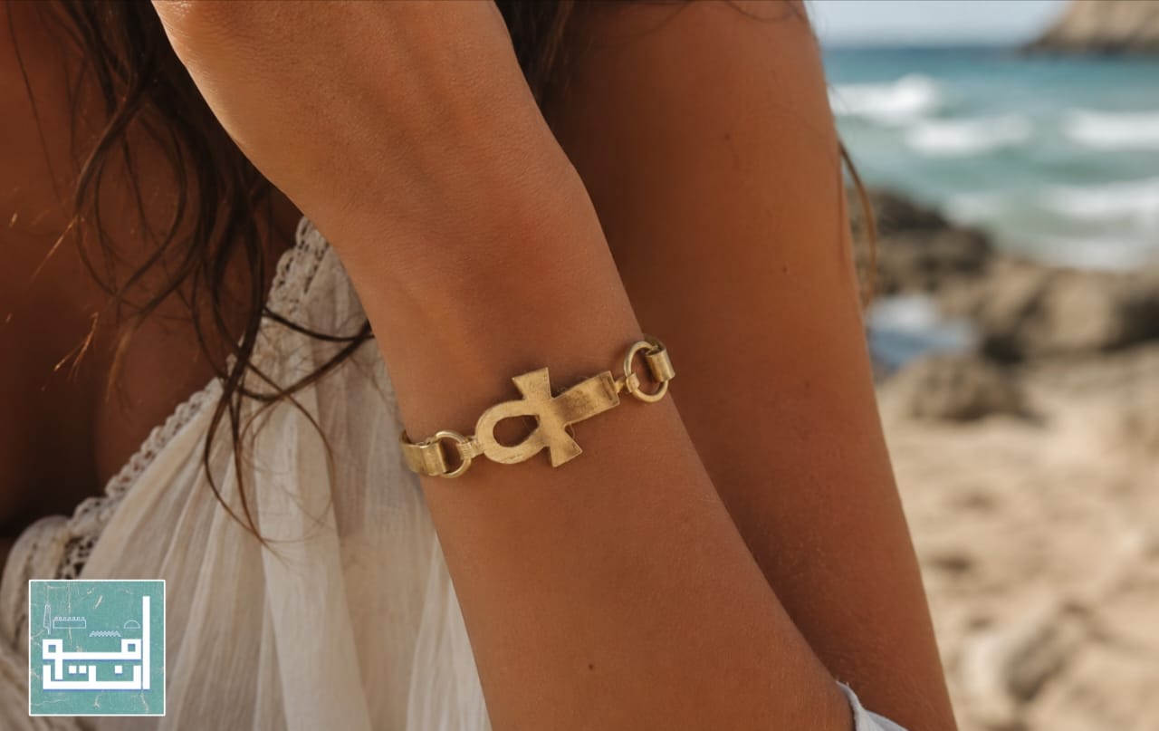 Ankh Cuff Bracelet worn on model